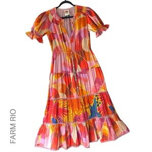 knee length dresses for ladies Farm Rio Women's Sicily Midi Dress - White - Size M